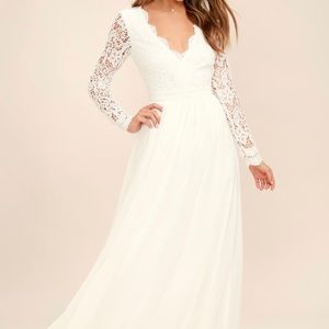 Lulu’s wedding dress lace long sleeve maxi size L